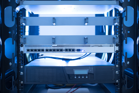 Closeup photo of a rack cabinet. Detail