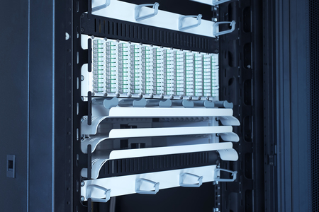 Closeup photo of a rack cabinet. Detail