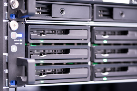 Closeup photo of a data storage center