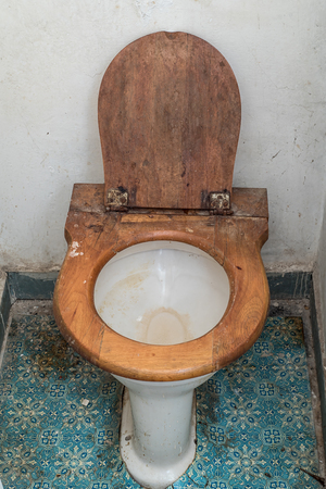 Old very dirty toilet in the bathroomの写真素材