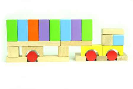Toy blocks articulated truckの写真素材
