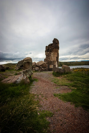 Sillustani Funeral Towerの写真素材