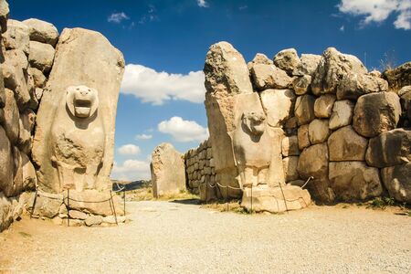 Ruins of ancient city Hattusha: the Hittite Capital, Lion's Gate, Turkeyの写真素材