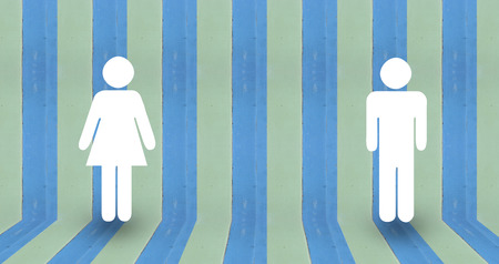 love symbols on blue pastel wall woodの写真素材