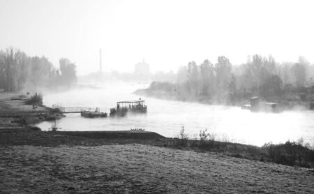 Autumn morning on the Vltava riverの写真素材