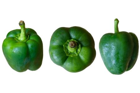Isolated green perper in 3 views. Top and side.の写真素材