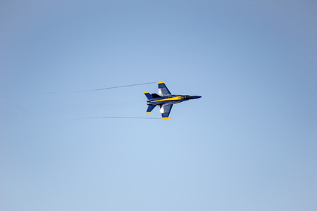 San Francisco, USA - October 8: Navy Blue Angels during the show in SF Fleet Week on October 8, 2011...