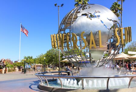Los Angeles, USA - October 13: Universal Studion symbol in front of the Universal Studio Hollywood theme park   on October 13, 2011 in Los Angeles, USA.のeditorial素材