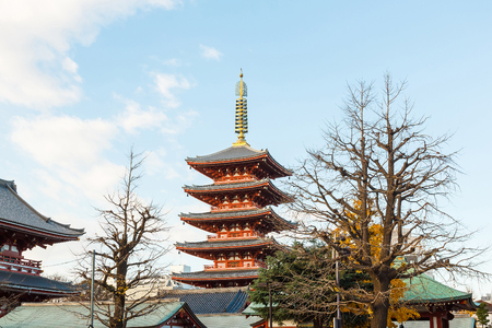 Pagoda at Sensoji temple in Tokyo.のeditorial素材
