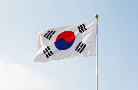 South Korea flag waving.
