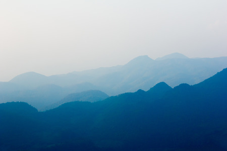 Silhouette view of mountains in morning.の写真素材