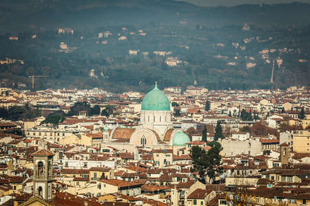Great Synagogue of Florence view from Michelangelo park.の写真素材