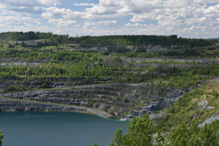 Crater of the old open-cast mine of Asbestos in Quebec, Canadaの写真素材