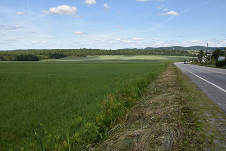 Countryside landscape with farm in Quebec, Canadaの写真素材