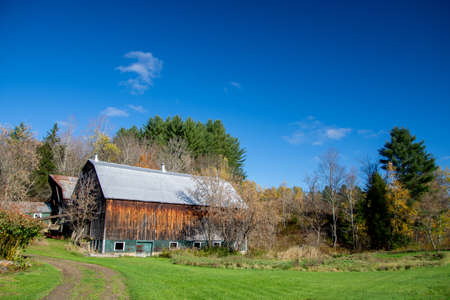Barn on a farm in the canadian countryside in Quebec