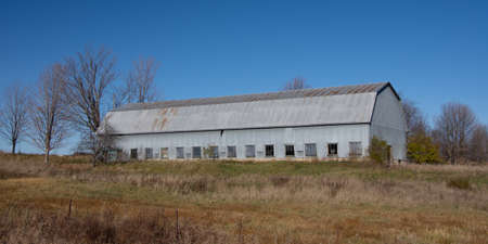Old barn on a farm in the Canadian countryside, Cookshire-Eaton, Quebec, Canada, November 11 2021