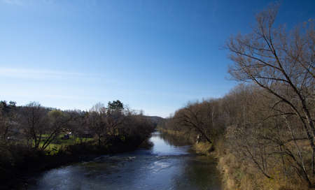 Nice large river in november in the canadian countryside
