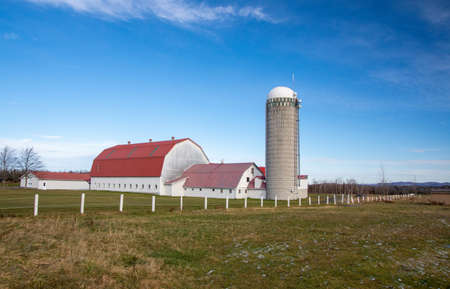 Countryside landscape with farm in Orford, Quebec, Canada, November 20 2021のeditorial素材