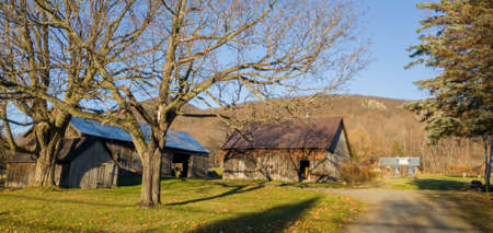 Countryside landscape with farm in Mont-St-Hilaire, Quebec, Canada, November 24 2021のeditorial素材