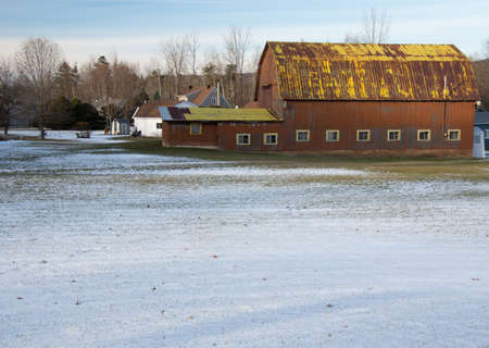 Barn on a farm in the canadian countryside in Quebec, December 05 2021のeditorial素材