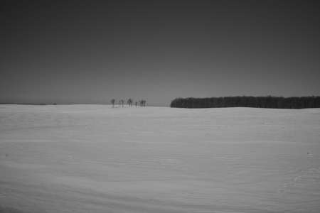 A winter countryside landscape in the province of Quebec, Canadaの写真素材