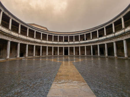 A walk on inside the magnificent Alhambra in Granada, Andalucia, Spainの写真素材