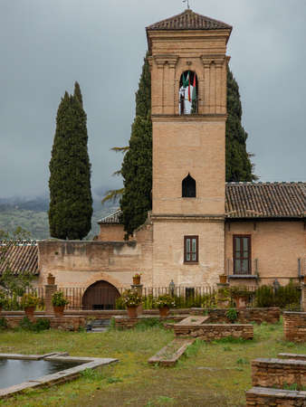 A walk on inside the magnificent Alhambra in Granada, Andalucia, Spainの写真素材