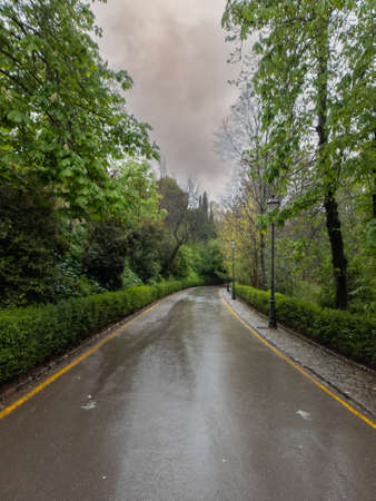 A walk on inside the magnificent Alhambra in Granada, Andalucia, Spainの写真素材
