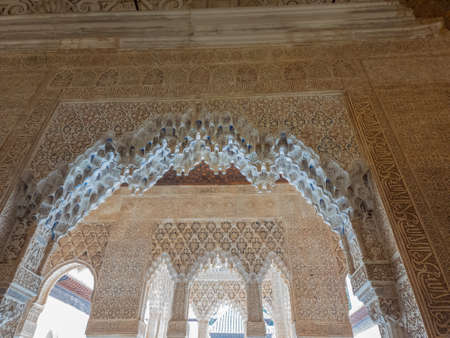 A walk on inside the magnificent Alhambra in Granada, Andalucia, Spainの写真素材