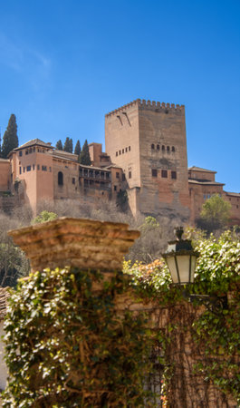 View of the Alhambra in Granada seen from the Albayzin districtのeditorial素材