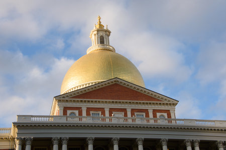 View of the Massachusetts State House located in Boston, USA, in the Beacon Hill neighborhoodの写真素材