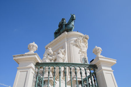 Walk in the beautiful commerce square of the city of Lisbon in Portugalのeditorial素材