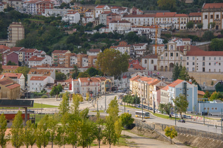 Landscape and view of the pretty town of Coimbra in the west of Portugalの写真素材