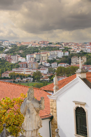 Landscape and view of the pretty town of Coimbra in the west of Portugalの写真素材