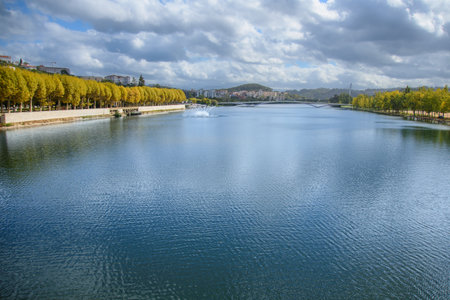 Landscape and view of the pretty town of Coimbra in the west of Portugalの写真素材