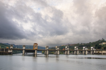 One of the lock located on the Douro river in Portugalの写真素材