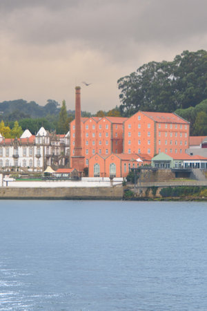 Industrial facilities along the Douro River in Portugalの写真素材
