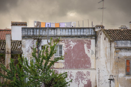 View and architecture of the beautiful town of Evora in Portugalの写真素材