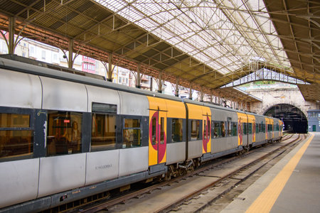 Interior of the pretty Porto central train station in Portugal