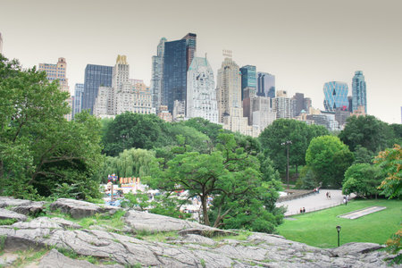 Shot of the architecture of the Big Apple, New York City, from Central Park.の写真素材