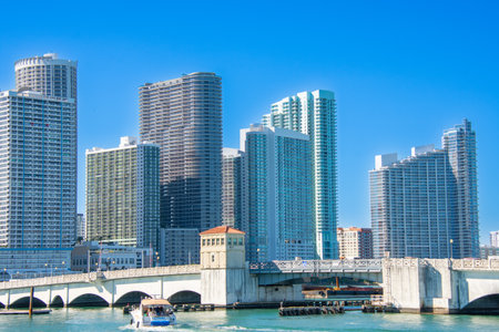 Architecture of the city of Miami view from the south channelの写真素材