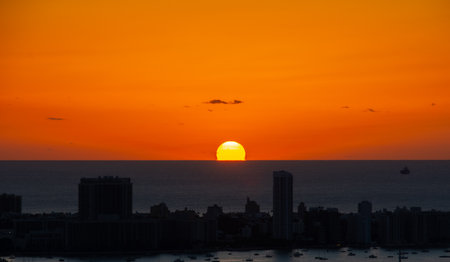 Beautiful sunrise over Miami South Beach on a winter morning