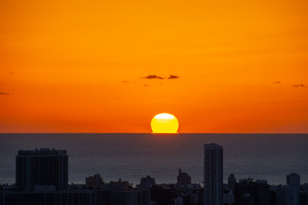 Beautiful sunrise over Miami South Beach on a winter morningの写真素材