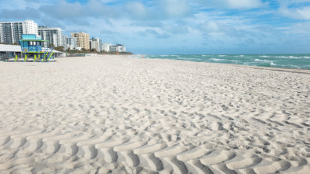 view of part of south beach, miami on a beautiful sunny dayの写真素材