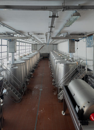 Winemaking tank in an Italian vineyard in the Emilia Romagna region