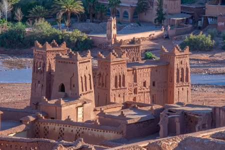 View of the famous fortress of Ait Ben Haddou in Moroccoの写真素材