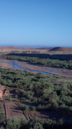 Landscape around the famous fortress of Ait Ben Haddou in Morocco