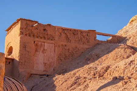 Architectural details of the famous fortress of Ait Ben Haddou in Moroccoの写真素材