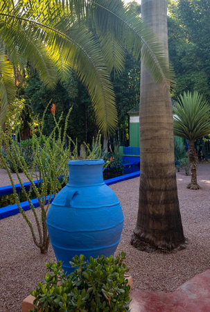 Majorelle garden, superb place in the heart of the city of Marrakech in Moroccoの写真素材