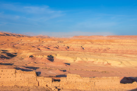 View of the Magnificent Landscape of the Sahara Desert in Moroccoの写真素材